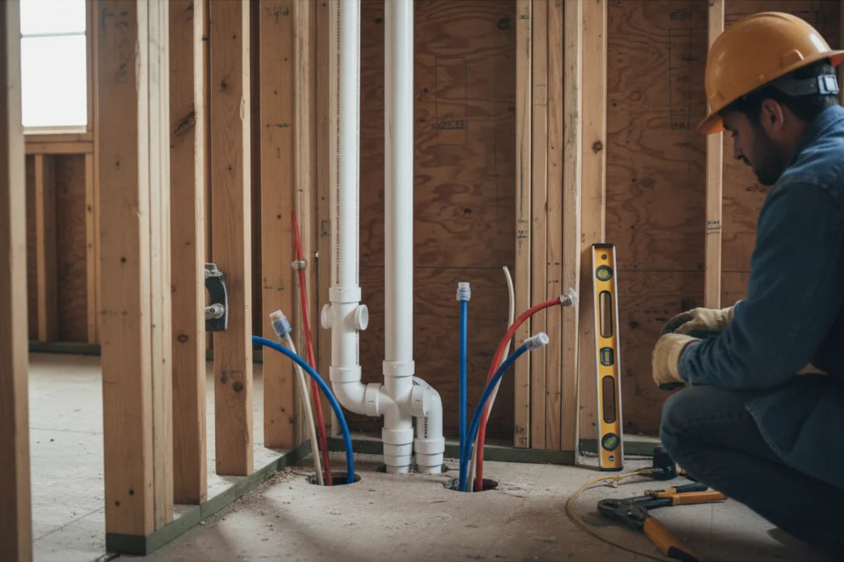 Drain and supply rough-in during Sump Pump Repair in Somerset